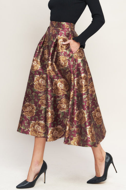 evening-botanicals-woven-full-midi-skirt Flying Tomato - Sophia's Style-5